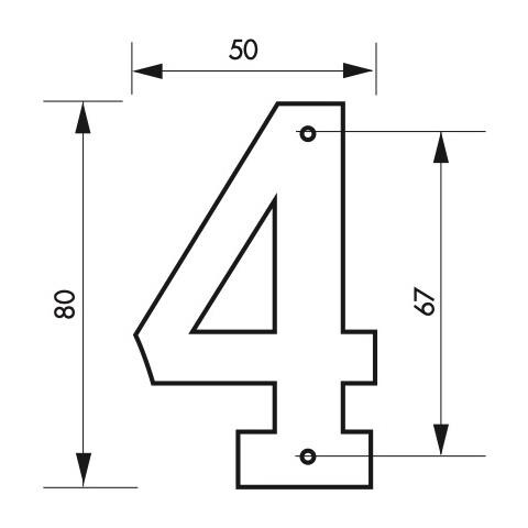 Targa Numero Civico 4, altezza 80mm Nero Metallo, Da Avvitare - - Foto 2