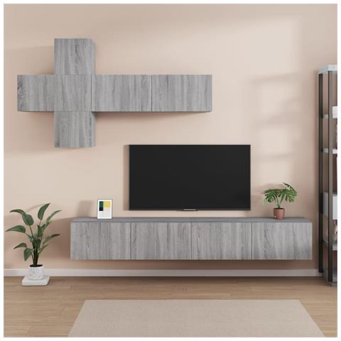 Set Di Mobili Porta Tv 7 Pz Grigio Sonoma In Legno Multistrato - Foto 6