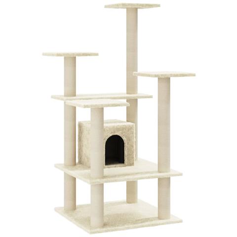 Albero Per Gatti Con Pali Tiragraffi In Sisal Crema 110 Cm - Foto 1