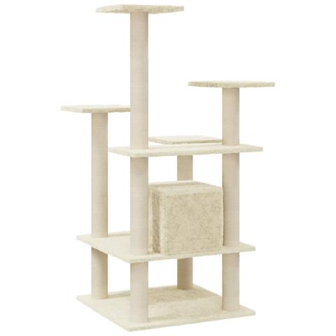Albero Per Gatti Con Pali Tiragraffi In Sisal Crema 110 Cm - Foto 7