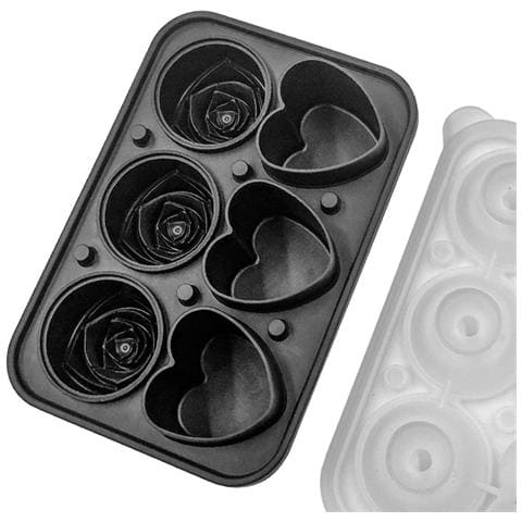 Stampo Per Gelato In Silicone A Forma Di Cuore E Rosa Da 6 Pezzi Black - Foto 1