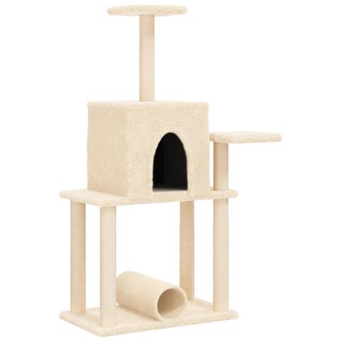 Albero Per Gatti Con Tiragraffi In Sisal Crema 122 Cm - Foto 1