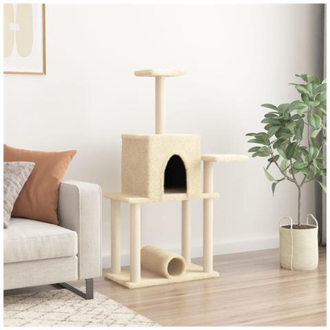 Albero Per Gatti Con Tiragraffi In Sisal Crema 122 Cm - Foto 2