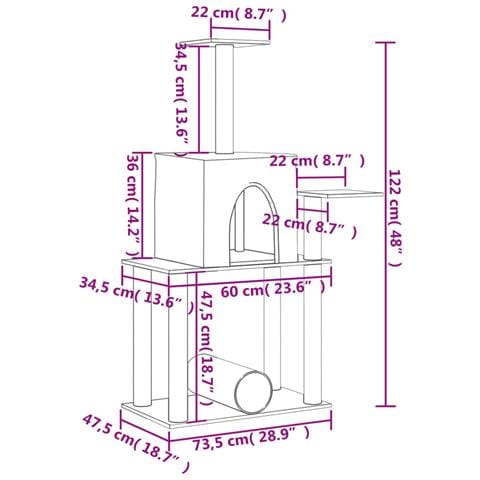 Albero Per Gatti Con Tiragraffi In Sisal Crema 122 Cm - Foto 7