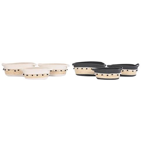 Set Di Cestini Dkd Home Decor 36 X 26 X 15 Cm 45 X 25 X 16 Cm Grigio Bianco Fibra Naturale Boho (2 Unità) - Foto 1