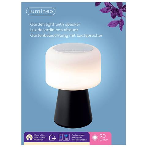 Lampada Led Con Altoparlante Bluetooth E Caricabatterie Senza Fili 894415 Nero 22,5 Cm Ricaricabile - Foto 2