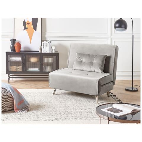 Divano Letto Singolo Farris Velluto Grigio Chiaro - Foto 1