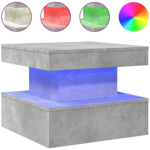 Tavolino Da Salotto Con Luci Led Grigio Cemento 50x50x40 Cm - Foto 2