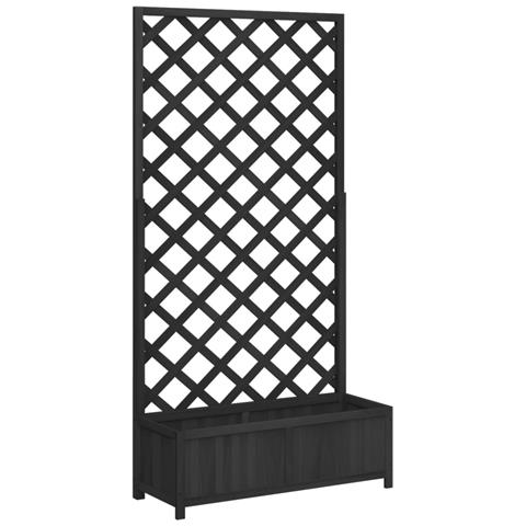 Fioriera Con Traliccio Nera In Legno Massello Di Abete - Foto 2