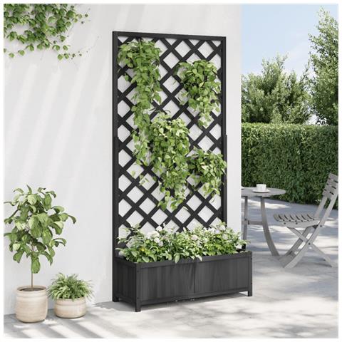 Fioriera Con Traliccio Nera In Legno Massello Di Abete - Foto 3