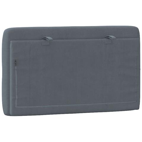 Cuscino Testiera Grigio Scuro 90 Cm In Velluto - Foto 2