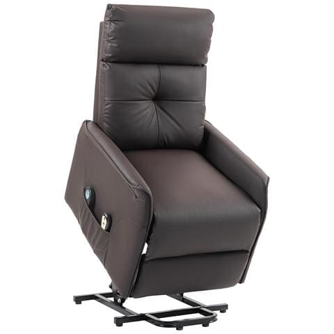 Poltrona Relax Alzapersona E Reclinabile Con 8 Punti Massaggio E Riscaldamento, 2 Telecomandi, Marrone - Foto 1