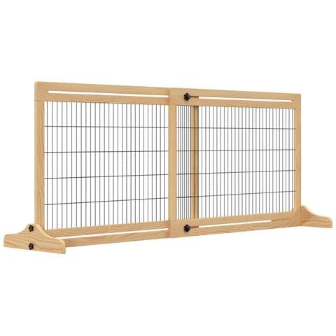 Cancellino Per Cani Estensibile In Legno Da Interno, 104-183x36x69cm, Colore Legno - Foto 1