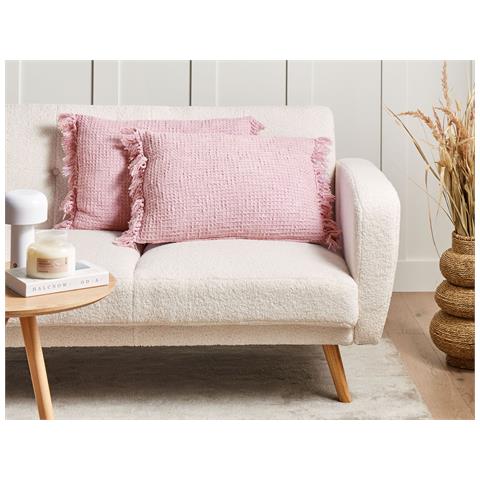 Set Di 2 Cuscini Tansy Cotone 40 X 60 Cm Tinta Unita Rosa - Foto 1
