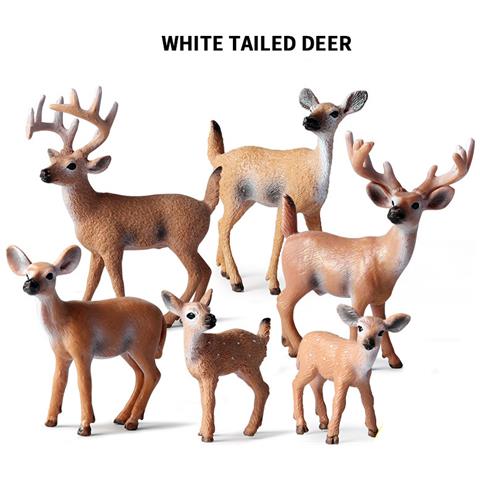 Set Di 6 Statuette Di Animali Della Foresta Realistiche Set Di Cervi Selvatici - Foto 2