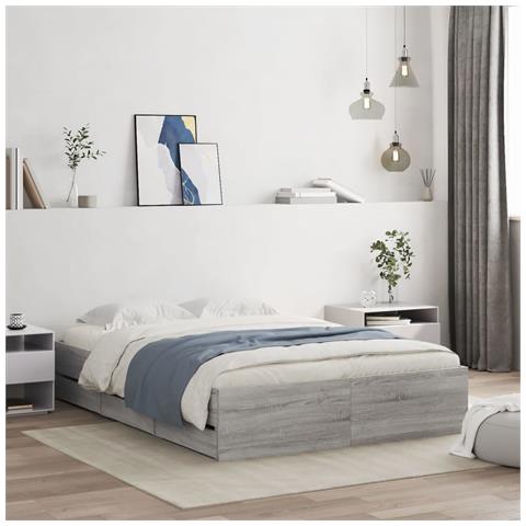 Giroletto Cassetti Grigio Sonoma 135x190 Cm Legno Multistrato - Foto 1