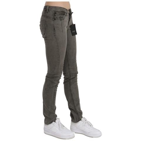 Jeans Skinny In Cotone Denim Grigio A Vita Bassa - W24 - Foto 2