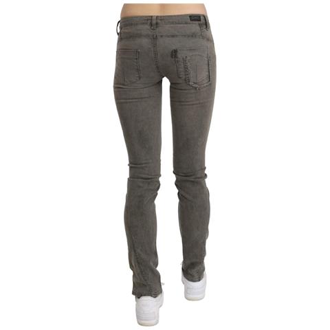 Jeans Skinny In Cotone Denim Grigio A Vita Bassa - W24 - Foto 4