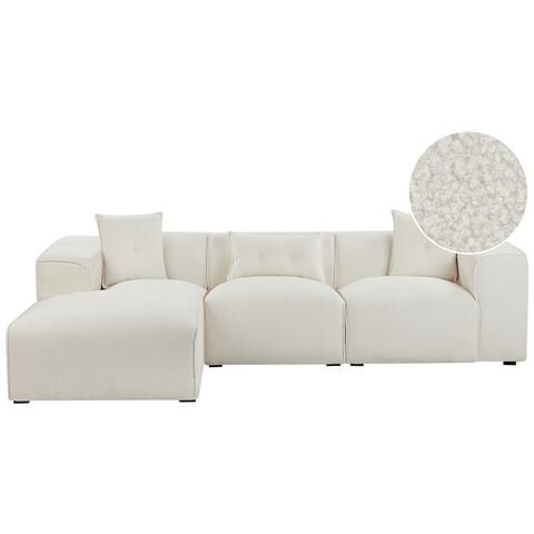 Divano Angolare 3 Posti Dolva Bouclé Bianco Sporco Lato Destro - Foto 2