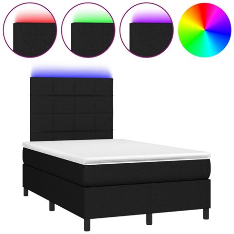 Letto a Molle con Materasso e LED Nero 120x190 cm in Tessuto - Foto 1