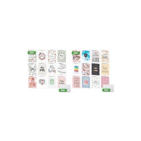 Set Di Biglietti D'auguri ""happy Birthday"", Cartoncino Bianco Din A6, 250 G /mâ², Per Stampante A Getto D'inchiostr - Foto 1