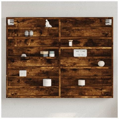 Armadietto Vetrina Rovere Fumo 100x8,5x75 Cm Legno Multistrato - Foto 1