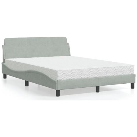 Letto Con Materasso Grigio Chiaro 120x200 Cm In Velluto - Foto 1