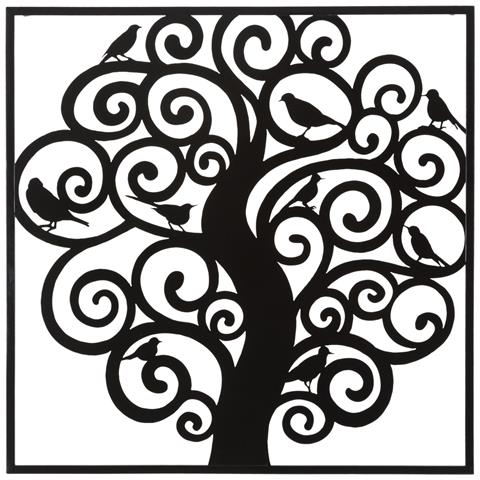 Decorazione In Metallo Albero 2 - Nero - Metallo - 70x1x70 Cm - Foto 1