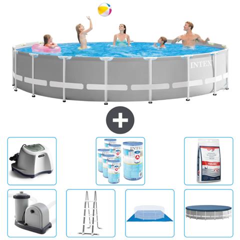 Piscina Fuori Terra - In Giro - 549x549x122 Cm - Grigio - Include Accessori Coordinati Cb58 - Foto 1