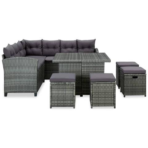 Lusso Casadino - Set Divani Da Giardino 6 Pz Con Cuscini In Polyrattan Grigio - Foto 1