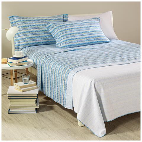 Completo Lenzuola Cortina In Flanella Colore Blu Misura Singolo - Foto 2