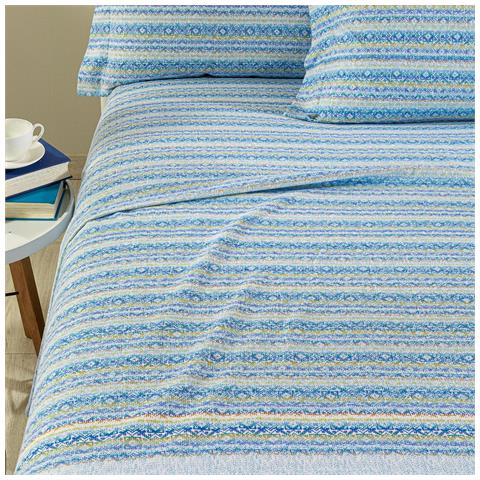 Completo Lenzuola Cortina In Flanella Colore Blu Misura Singolo - Foto 5