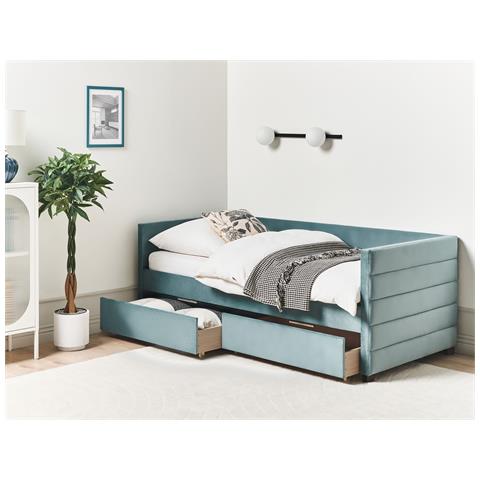 Letto Da Giorno Con Contenitore Velluto Marray 90 X 200 Cm Verde Menta - Foto 1