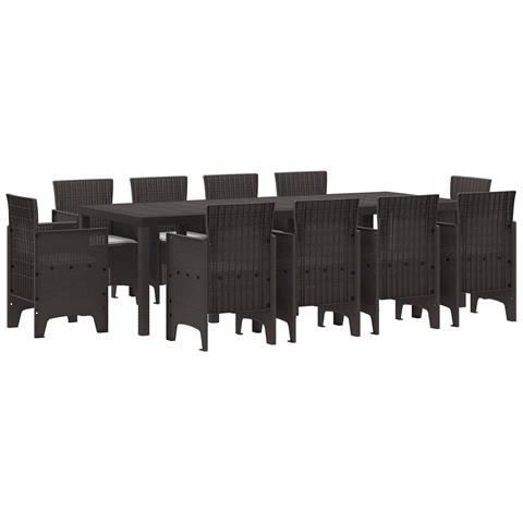 Set da Pranzo da Giardino di 11 Pezzi con Cuscini Marrone Rattan Polimerico - Foto 1