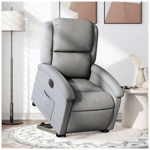 Poltrona Reclinante Alzapersona Elettrica Grigio Chiaro Tessuto - Foto 2