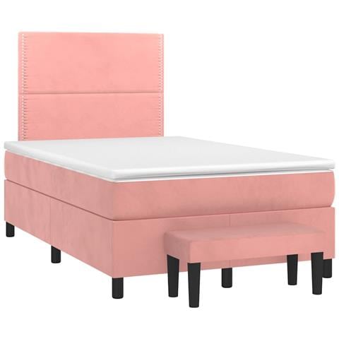 Giroletto a Molle con Materasso Rosa 120x190 cm in Velluto - Foto 1