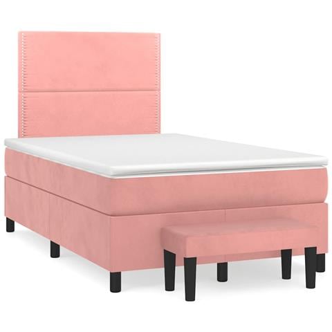 Giroletto a Molle con Materasso Rosa 120x190 cm in Velluto - Foto 2