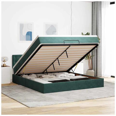 Struttura Letto Pouf con Materasso 160x200 cm in Velluto - Foto 2