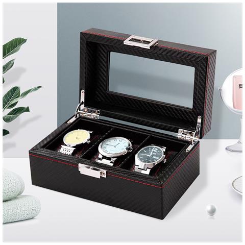 Scatola Per Orologi In Fibra Di Carbonio - Elegante Vetrina Da 3 Posti - Foto 2