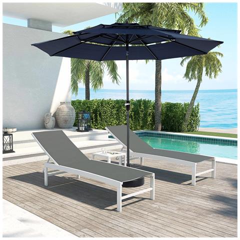 Ombrello Da Esterno A Doppia Faccia Da 14,8 Piedi Rettangolare Grande Con Manovella (blu Navy) (senza Base) - Foto 1