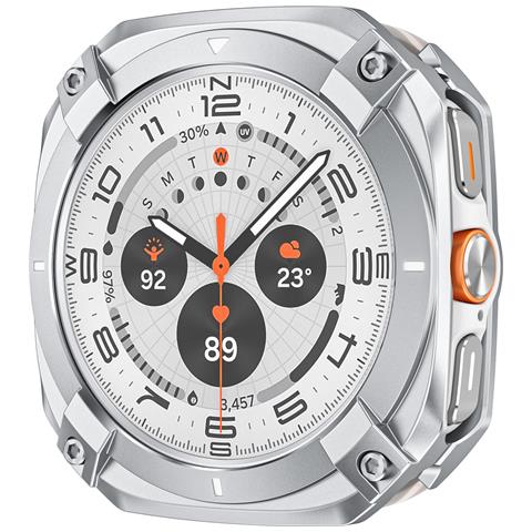 Custodia Protettiva In Metallo Cyber Compatibile Con Samsung Galaxy Watch7 Ultra - Design Intagliato E Resistente In Zinco E Pc Silver - Foto 2