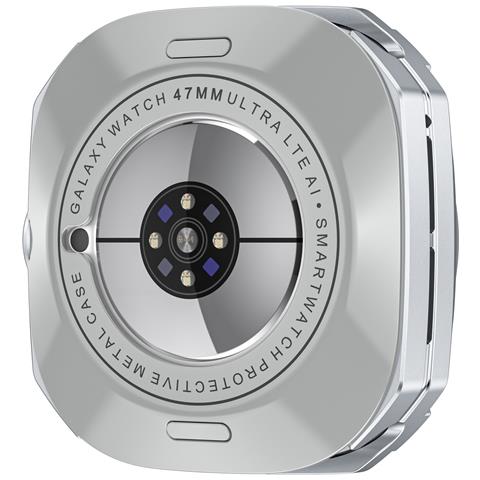 Custodia Protettiva In Metallo Cyber Compatibile Con Samsung Galaxy Watch7 Ultra - Design Intagliato E Resistente In Zinco E Pc Silver - Foto 5