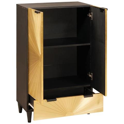 Mobile laterale con cassetto Nero e Oro 60 x 33.5 x 100 cm - Foto 2