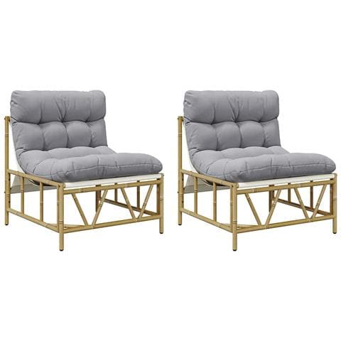 Sedia da Giardino 2 pcs Grigio chiaro 75 x 75 x 71 cm Acciaio - Foto 1
