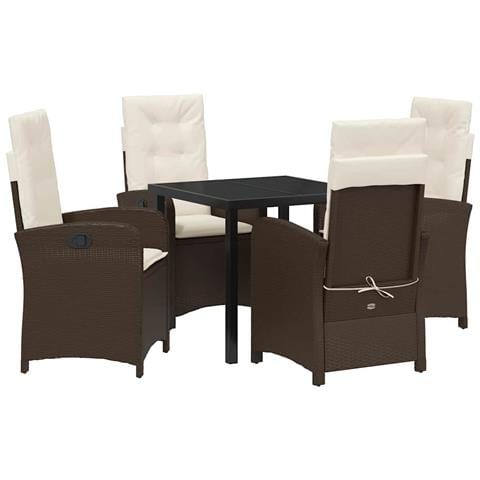 Set da Pranzo per Giardino 5 pcs Marrone polyrattan - Foto 1