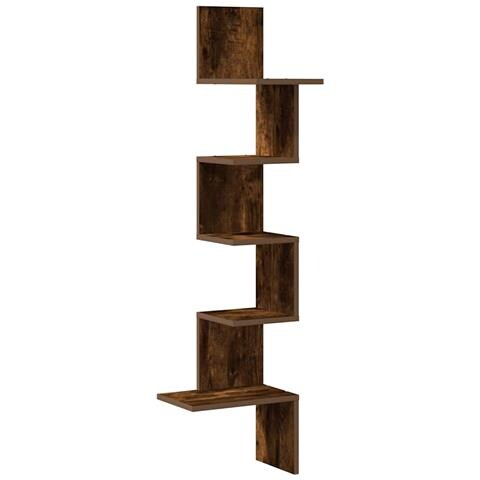 Scaffale Angolare a Muro Rovere Fumo 32x32x127,5 cm Truciolato - Foto 1