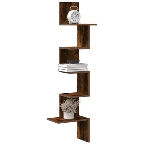 Scaffale Angolare a Muro Rovere Fumo 32x32x127,5 cm Truciolato - Foto 2