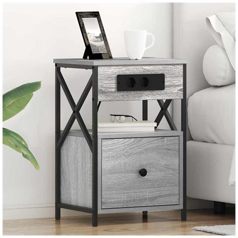 Armadio da Notte con cassetto Grigio sonoma 40 x 31 x 60 cm - Foto 2