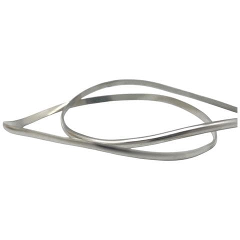 Confezione Da 2 Bracciali A Cerchio Irregolari, Realizzati A Mano Con Forma Ondulata. Argento Sterling 10µ. - Foto 1