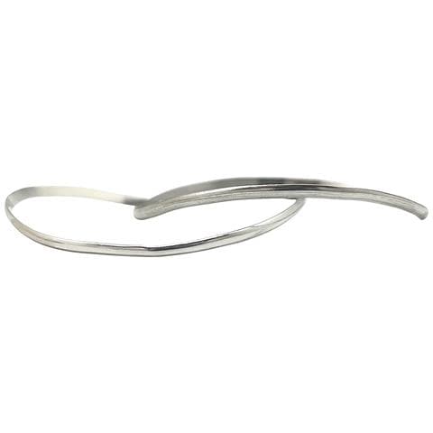 Confezione Da 2 Bracciali A Cerchio Irregolari, Realizzati A Mano Con Forma Ondulata. Argento Sterling 10µ. - Foto 5